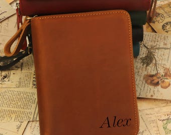 Personalized Leather Pen Case with A6 Refillable Journal