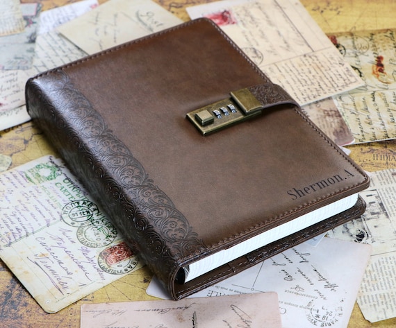 Handmade refillable leather journal with a locking clasp and custom monogram — 1,047 favorites don't lie, this is the rare Etsy hit that earns every heart.