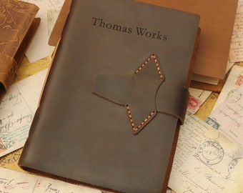 Gepersonaliseerd schilderij lederen dagboek, notebookwerken, cadeau voor kind, studnets, universiteit, kleindochter verjaardagscadeau