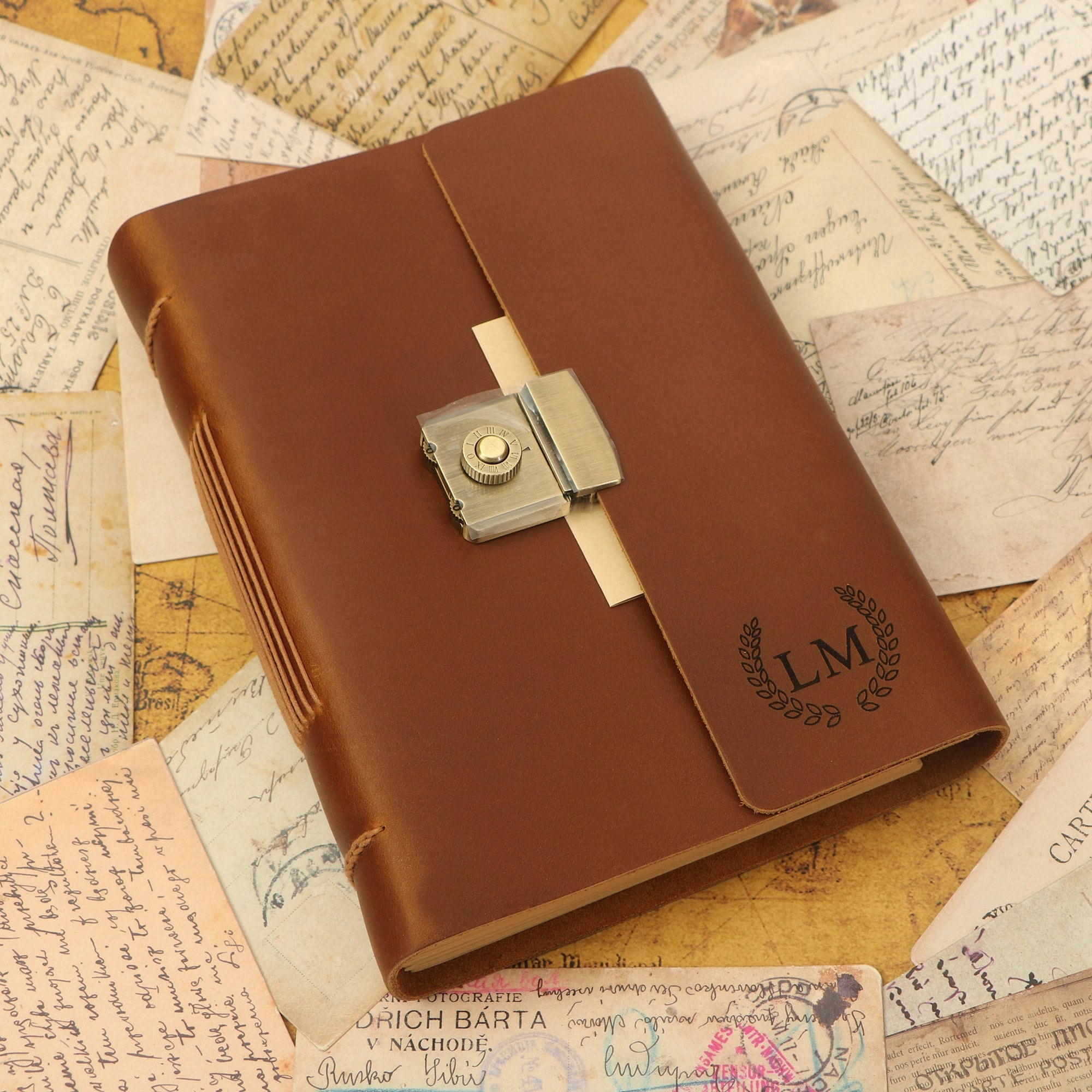 Leather Code Journal: Personalized Sketchbook, Password Notebook, Gift for Mom, Traveler, Birthday Gift, Back to School Gift