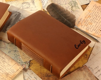 Personalized Leather Sketchbook with Pen: Gift for Artist
