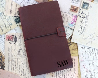 Rustic Leather Journal, Travel Journal Personalized, Gift for Girlfriend, Mom, Her, Birthday Gift