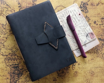 Personalized Leather Journal: Vintage A5 Travel Diary with Kraft Paper