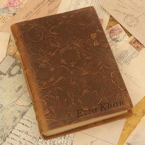 Personalized Leather Journal, Thick Kraft Embossing Journal, Laser Engraving Notebooks, Birthday, Anniversary Gift, Artist Gift