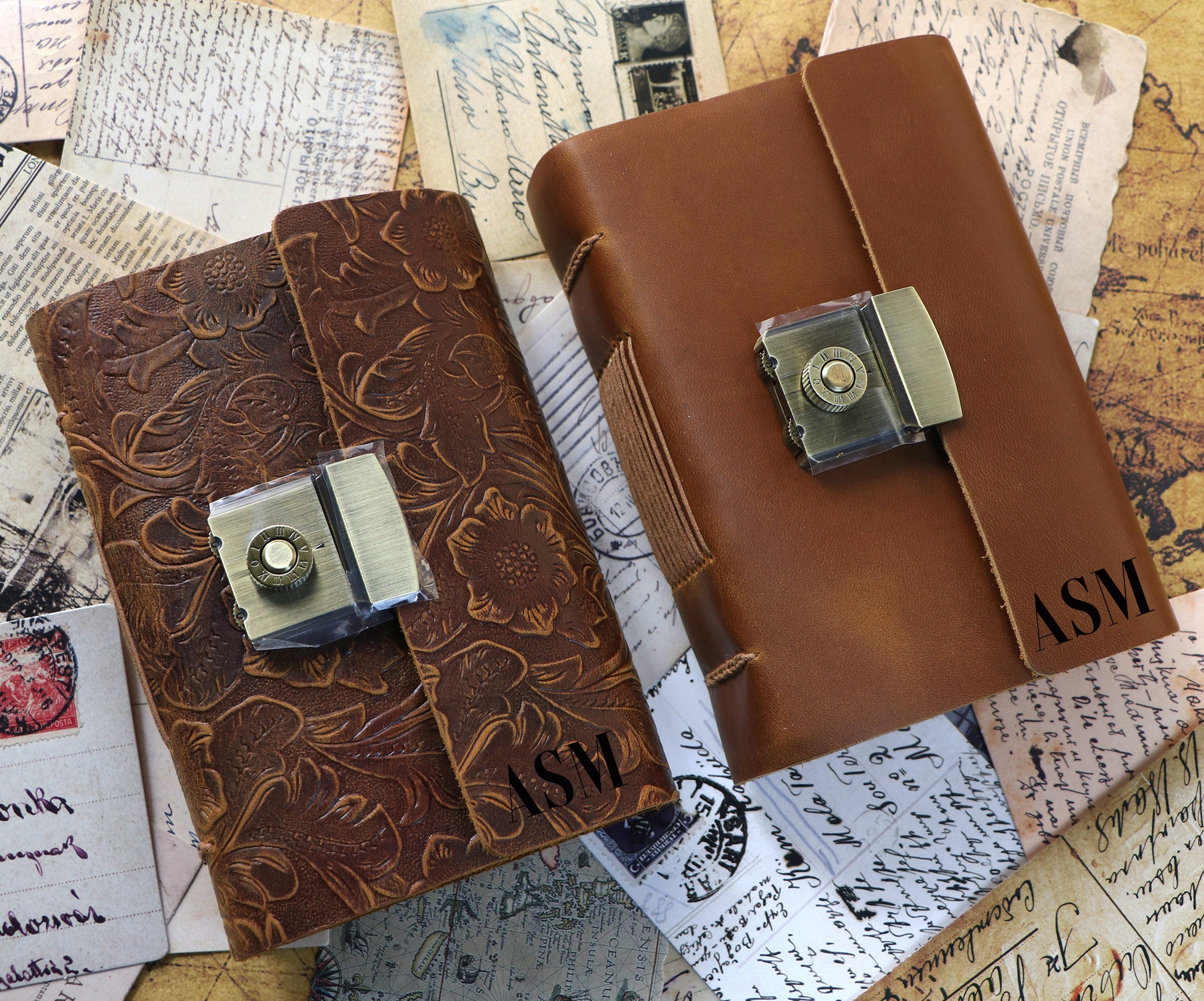 Lock Sketchbook, A5 A6 A7 Custom Leather Code Journal