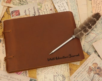 Personalisiertes Skizzenbuch mit Ledereinband, monogrammiertes Ledertagebuch, nachfüllbares Tagebuchgeschenk für Kinder, Mama, Papa, Künstlergeschenk