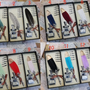 Füllfederhalter mit Ständer, Federkiel mit Geschenkbox, Federstift mit Tinte, Ständer, Federstift-Set, Künstler, Studenten, College-Geschenk