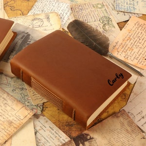 Traveller Notebook, Engraved Leather Journal Notebook, Personalized Drawing Book, Painting Book, Gift for Artist, Leather Sketchbook