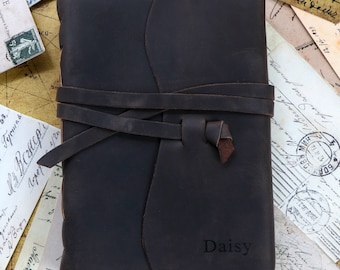 Personalized Rustic Leather Sketchbook: Full Grain Blank Notebook