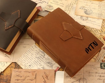Carnet de croquis en cuir épais : journal non doublé, cadeau d'artiste personnalisé