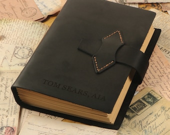 Personalized Leather Sketchbook: 400 Page Unlined Journal