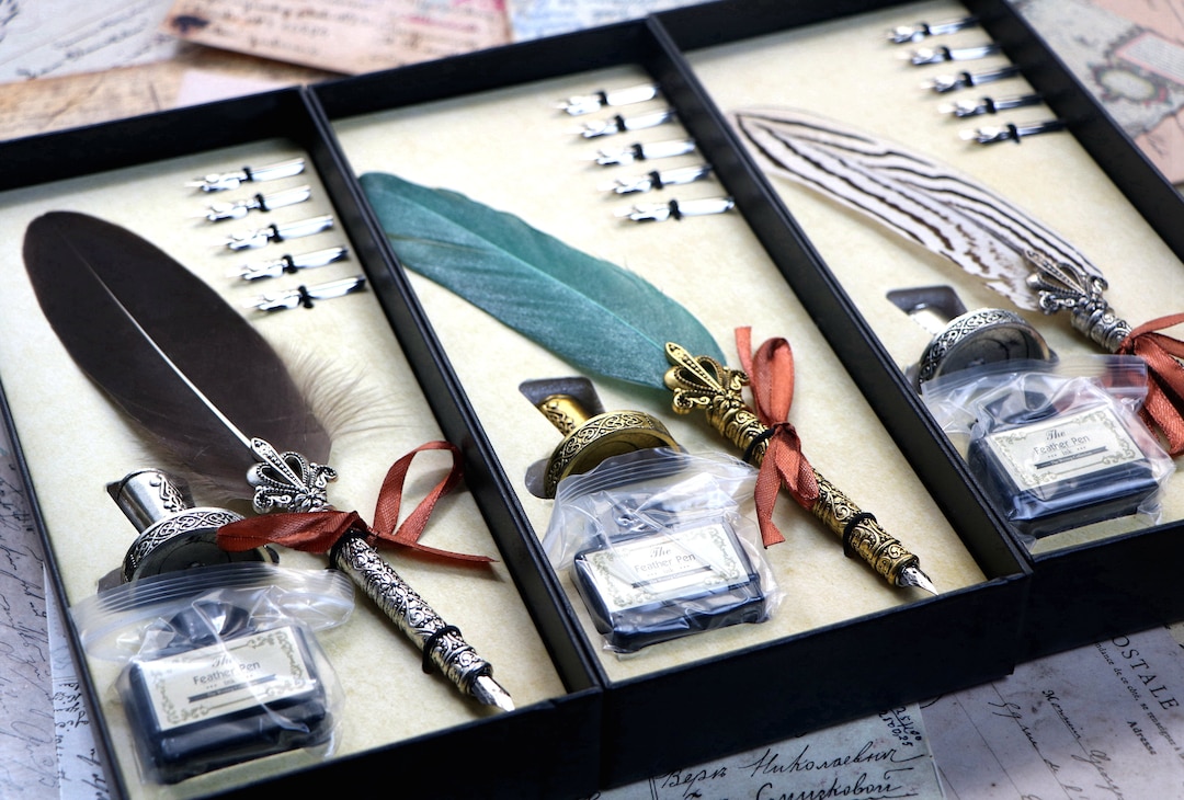 thumbnail image 2 of Handmade Dip Pen English Calligraphy Feather Dip Quill Pen Writing Ink 2 of 12
