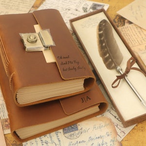 Diario personalizzato con lucchetto in pelle, penna d'oca, quaderno vuoto in pelle pieno fiore, diario in pelle con codice, regalo per bambini, regalo di laurea