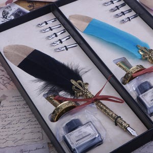 Elegante juego de pluma estilográfica, pluma estilográfica vintage de metal con relieve y 5 puntas intercambiables, pluma estilográfica con caja de embalaje, regalo para niños