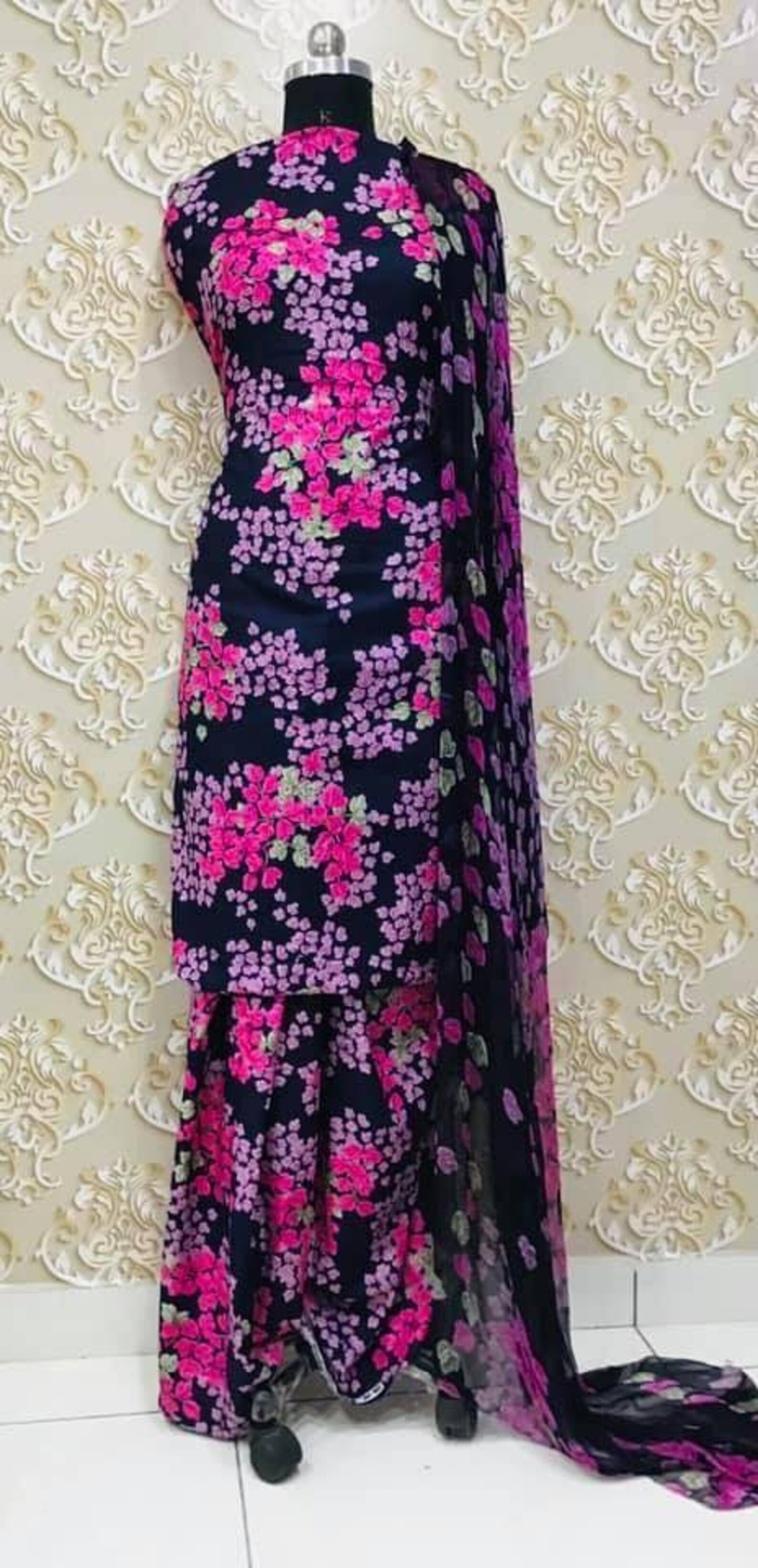 Grace Cotton Floral Suit With Floral Dupatta Etsy