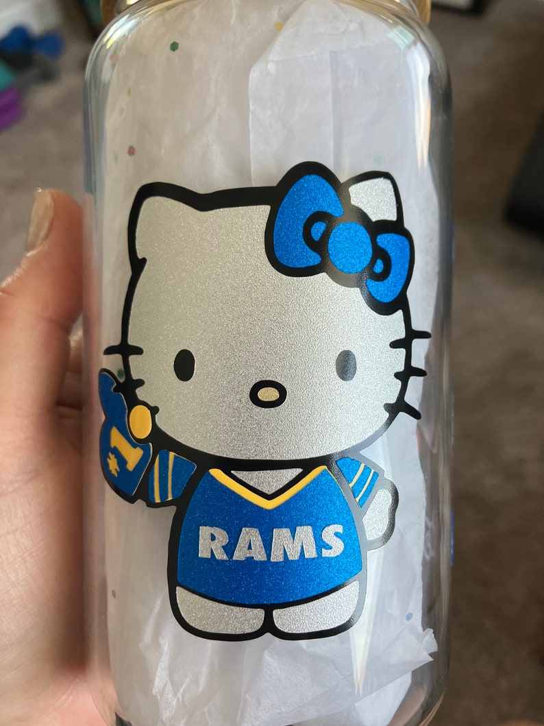 Hello Kitty Football Glass Cup Etsy