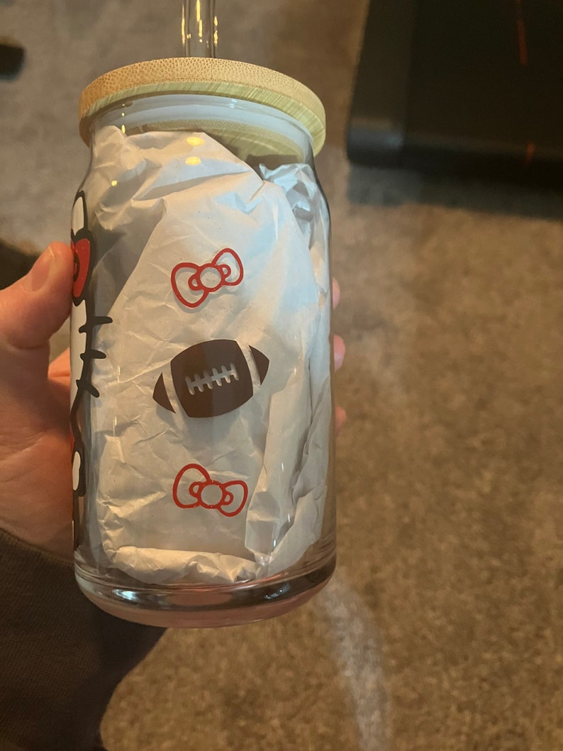 Hello Kitty Football Glass Cup Etsy