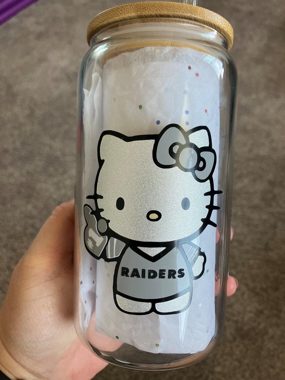 Hello Kitty Football Glass Cup Etsy