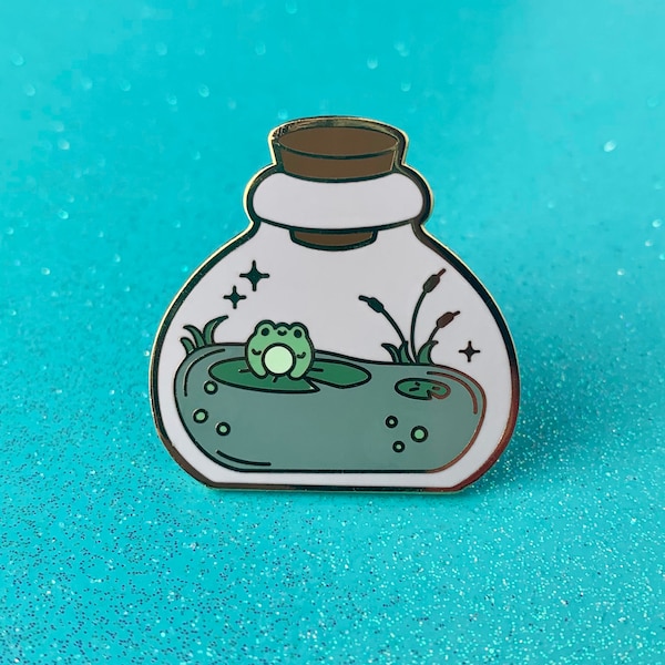 Frog In a Bog Hard Enamel Pin | Potion Bottle Pin - Magic Frog Pin - Kawaii Frog Lapel Pin