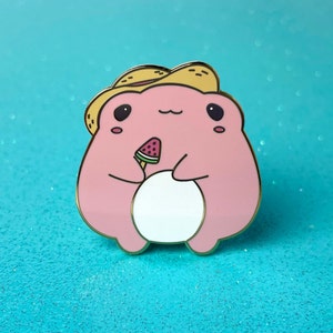 Wassermelone Frosch Hard Emaille Pin | Fruchtiger Frosch Kawaii Pin - Snack Pin - Sommer Frosch Anstecknadel