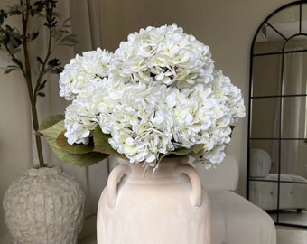 Faux hortensias ivoire - Décoration florale artificielle pour vases - 21 pouces