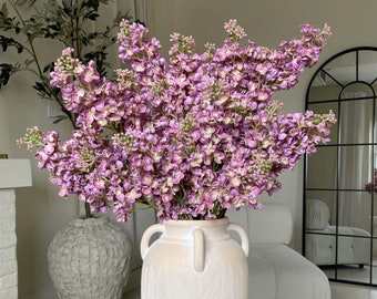 Tige imitation lilas violet clair - Décoration florale artificielle pour vase - 26 pouces