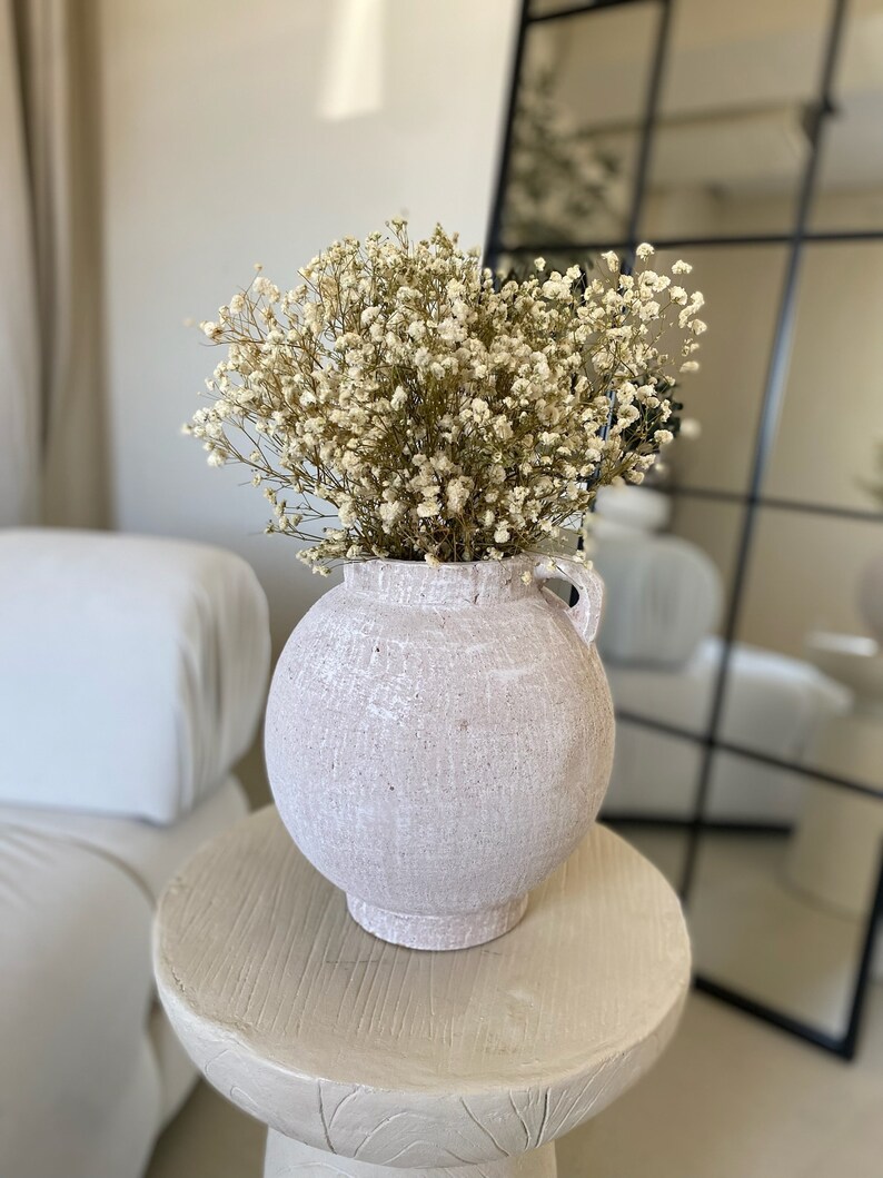 Vase blanc en terre cuite texturée Décoration d'intérieur rustique image 5