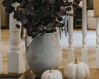 Vase pichet de style vintage blanc/gris - Fait main, Rustique, Ferme