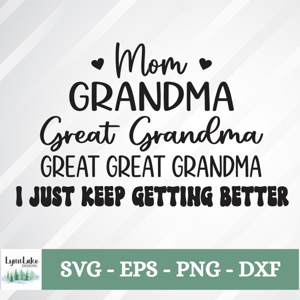 Mom Grandma Great Grandma Great Great Grandma SVG EPS PNG | Digital File
