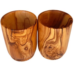 Set of 2 Wooden Cups made of Tunisian Olive Wood