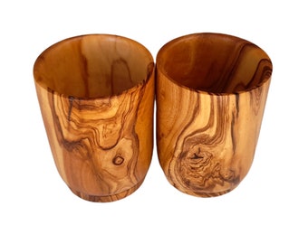 Set of 2 Wooden Cups made of Tunisian Olive Wood