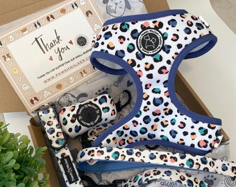 color leopard Set dog Harness & Leash, Dog Chest Harness, Dog Vest Harness, Girl Dog Harness, Boy Dog Harness, leopard dog harness