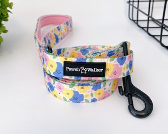 Blossom dog leash, Dog leash, Dog Lead, Padded Dog Lead, Navy Dog Lead, Gold Dog Lead, Matching Dog Lead, Dog Accessories, Dog Gift