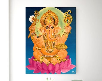 Stampe di dipinti di Ganesh, dipinti di Ganesha per la decorazione della casa e della parete, pronti da appendere