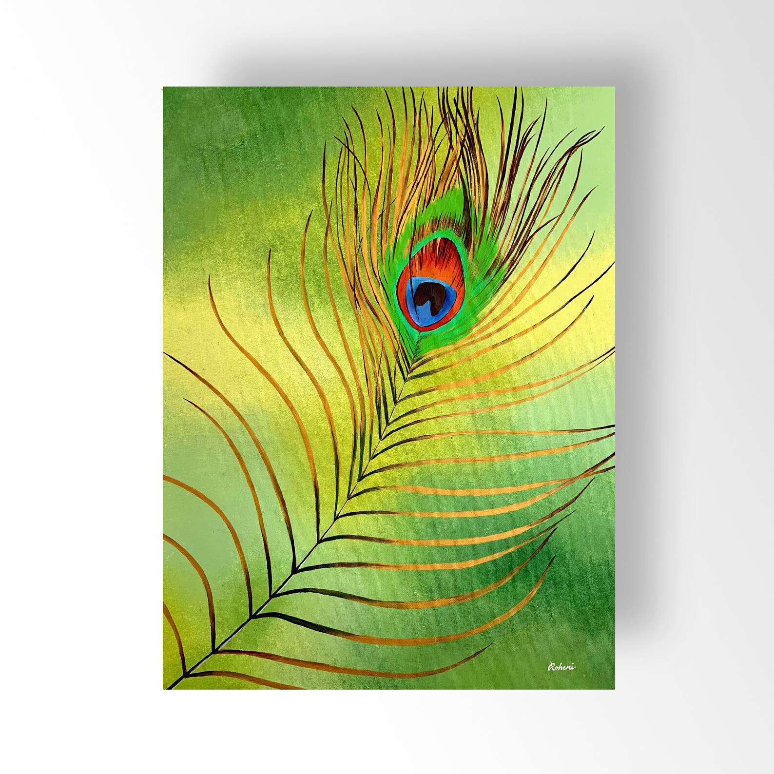Peacock Feather Canvas Prints, Lord Krishna Feather Art Prints for Home