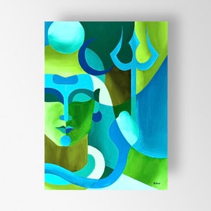 Lord Shiva Canvas Prints, Contemporary Shiva Painting for Home and Wall Decor, Ready to Hang!