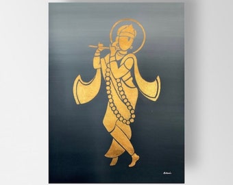 Lord Krishna canvasafdrukken voor huis- en wanddecoratie, moderne hindoeïstische religieuze kunstwerken