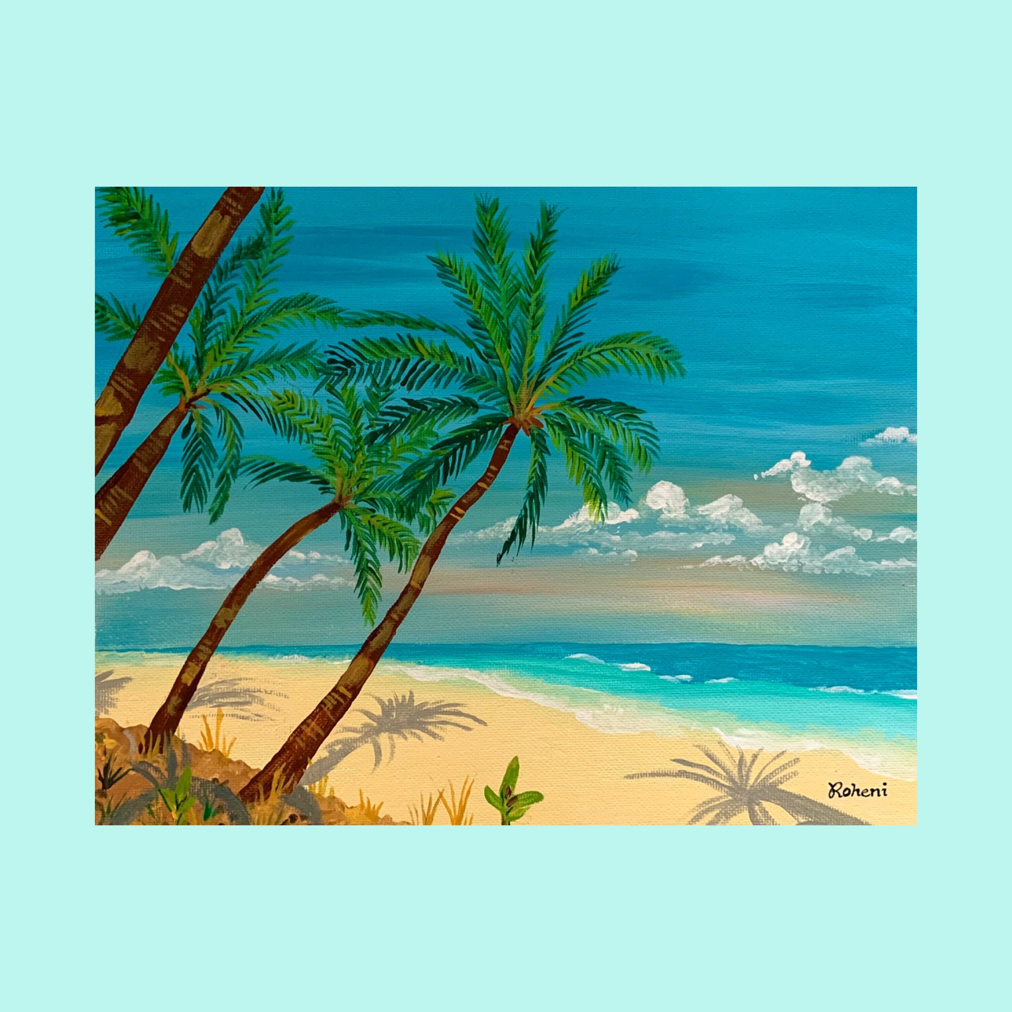 Beach Landscape Painting Prints, Tropical Island Painting for Home and