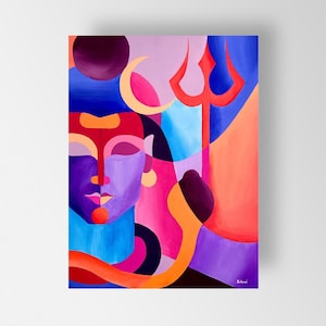 Lord Shiva Canvas Prints, Contemporary Shiva Painting for Home and Wall Decor, Ready to Hang! FREE SHIPPING!!!
