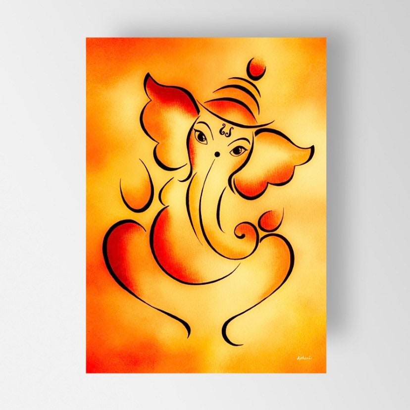 Lord Ganesh Canvas Prints Minimalist Abstract Pattern Ganesha Etsy