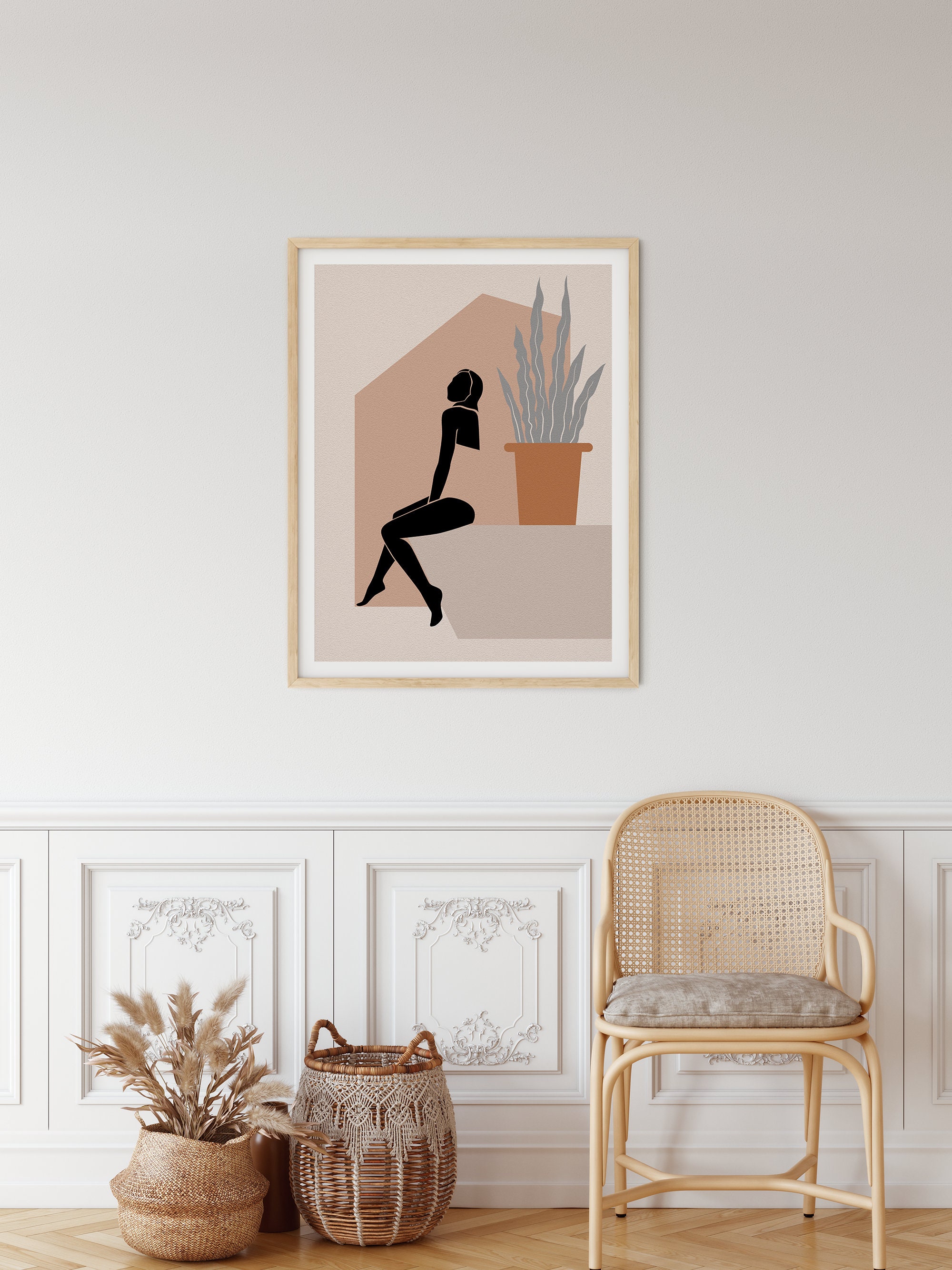 Bundle of 3 Boho, Woman Line Drawing Print, Abstract Woman Printable ...