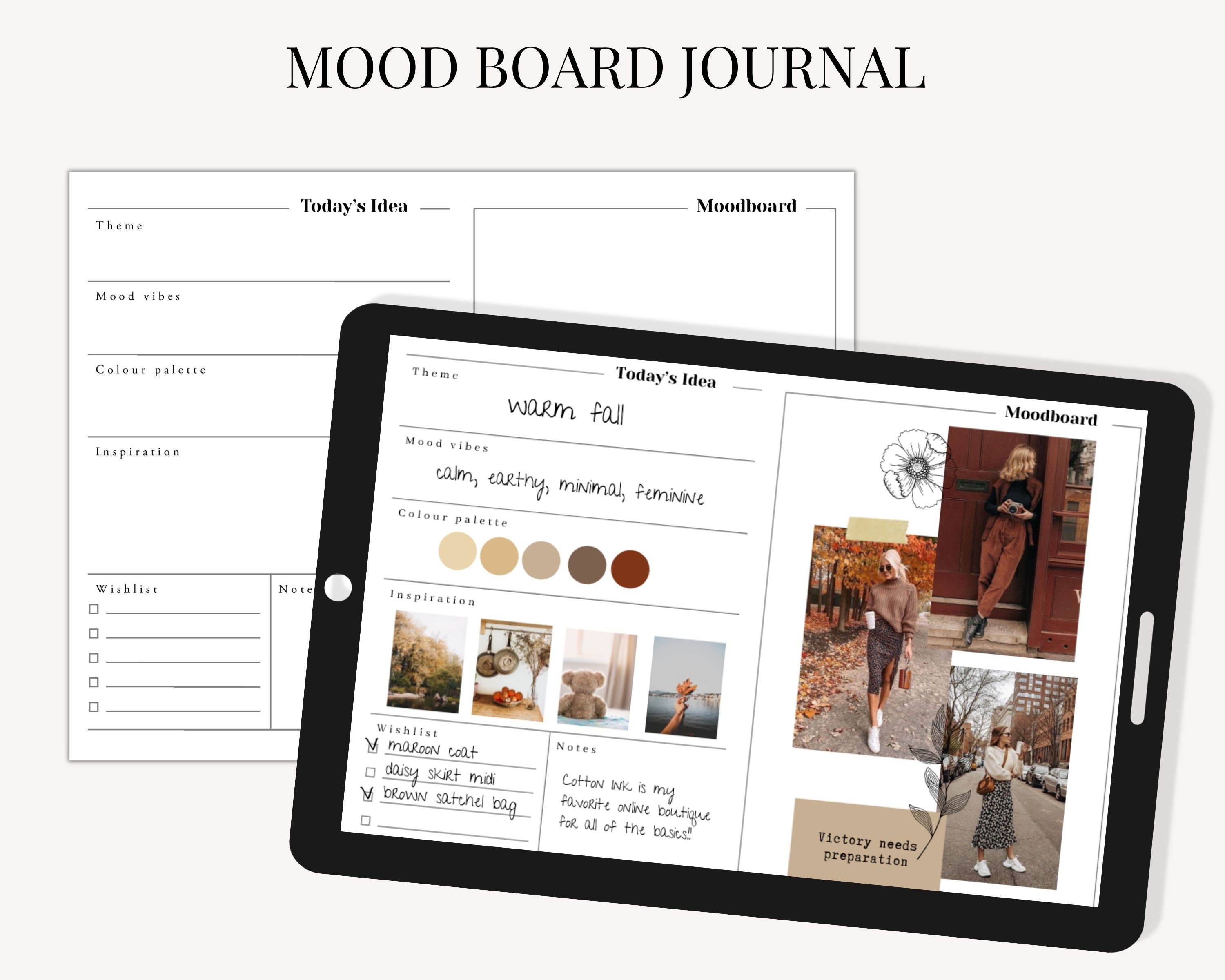 Mood Board Journal Digital Mood Board Fashion Mood Board Etsy