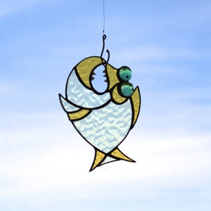 Fish on a hook stained glass suncatcher Fishing Gift