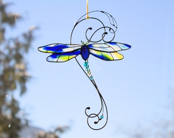 Libelle Glasmalerei – Suncatcher – Handgemachte Insekt- Fenster- und Wanddekoration