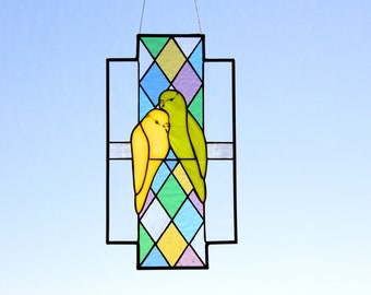 Suncatcher bird parrot Stained glass Window hangings Christmas gifts Grandma gift Windows decoration Custom stained glass Mothers day gifts