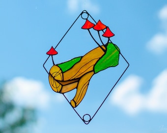 Glasmalerei Pilz Sonnenfänger - Geschenk für Mama & Fenster hängen