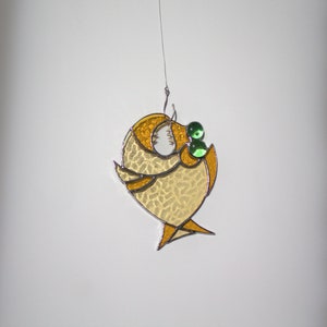 Suncatcher fish piranha on a hook stained glass suncatcher Fishing suncatcher Gift for for a him and fisherman Stained glass decor image 8