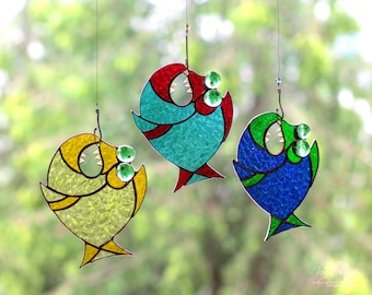 Glas-Piranha-Fisch-Suncatcher - Benutzerdefinierter Fensterschmuck