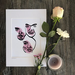Minimal faces Line Art Print, line art wall prints woman, Minimalist boho decor, aesthetic pictures, Abstract Line Art