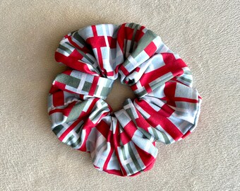 Baby Blue & Red Plaid Jumbo Scrunchie